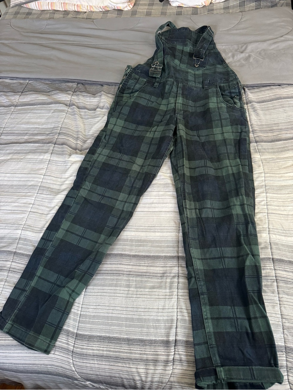Urban Outfitters Dark Green & Black Plaid Men's Overalls